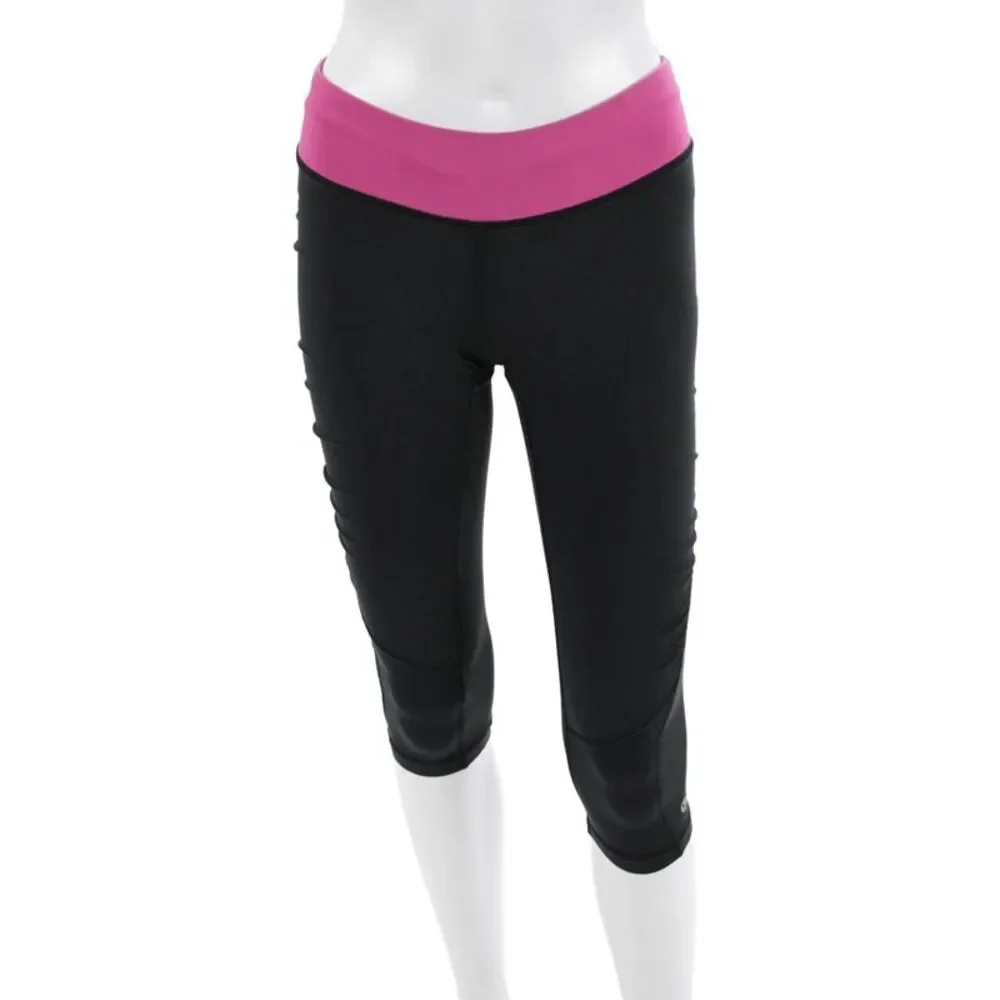 Lululemon Womens Cropped Capri Leggings Black Nylon Zip Size 6